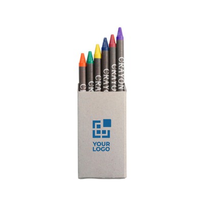 Boîte en carton avec six crayons de couleur