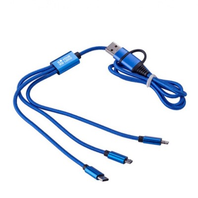 Câble coloré de recharge en nylon à trois connecteurs