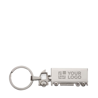 Porte-clés publicitaire en forme de camion couleur  argenté