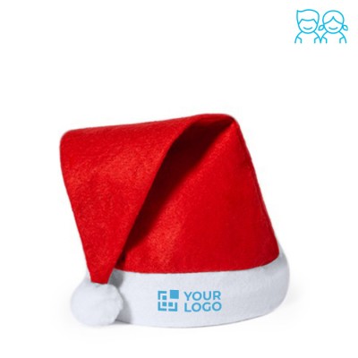 Bonnet de père Noël en polyester rouge et blanc pour enfants vue principale