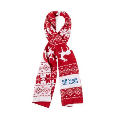 Écharpe en polyester acrylique avec design Noël rouge/blanc