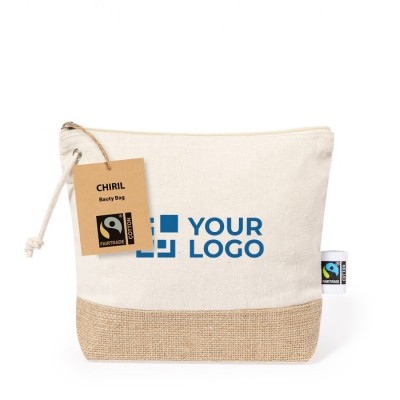 Trousse 100% coton Fairtrade avec base en jute laminé