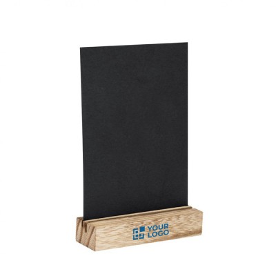 Porte-menu tableau noir double face avec base en bois