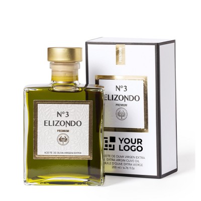 Huile d'olive publicitaire en bouteille design couleur blanc première vue