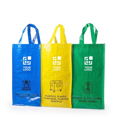 Ensemble de 3 sacs de recyclage vue avec zone d'impression