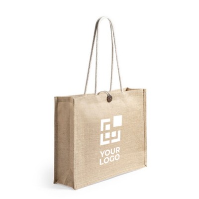 Joli sac en jute personnalisée avec logo couleur beige première vue