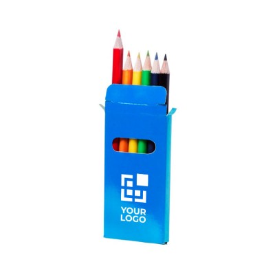 Boîte personnalisable avec crayons de couleurs avec zone d'impression