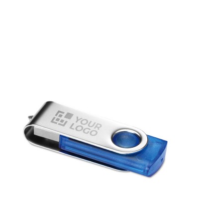 Clé USB personnalisée transparente couleur bleu