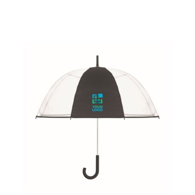 Parapluie transparent 1 panneau polyester et caoutchouc 23” vue avec zone d'impression