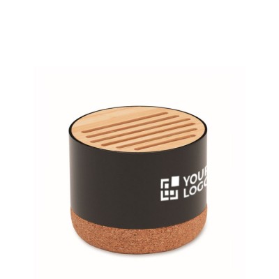 Haut-parleur circulaire sans fil avec bambou et base liège