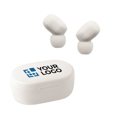 Écouteurs sans fil personnalisables blanc couleur blanc première vue