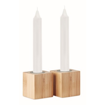 2 porte-bougies personnalisables couleur bois