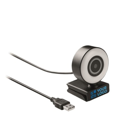 Webcam avec microphone et anneau lumineux couleur noir