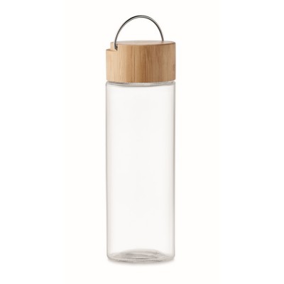 Gourde en verre avec couvercle en bambou couleur transparent