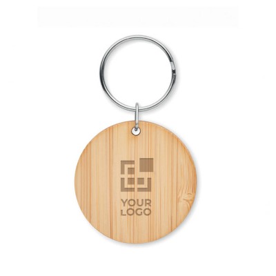 Porte-clés personnalisé simple en bambou rond pas cher