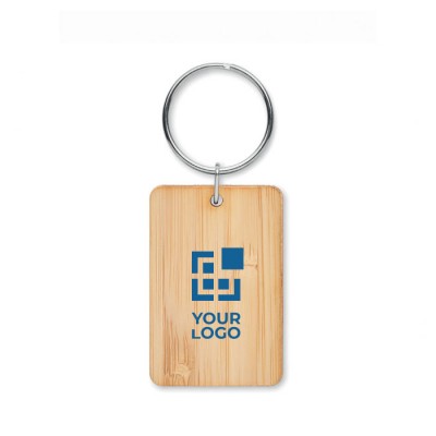 Porte-clés promotionnel pas cher en bambou de forme rectangulaire
