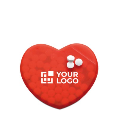 Bonbons promotionnels dans une boîte en forme de cœur couleur  rouge