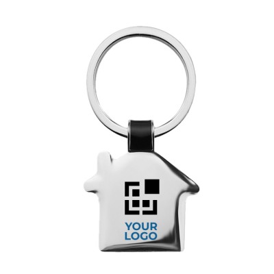 Porte-clés élégant avec maison en nickel avec zone d'impression