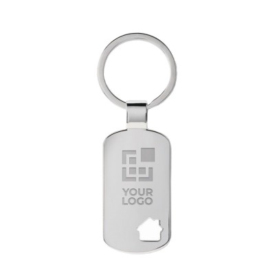 Porte-clés avec détail de maison couleur  argenté mat