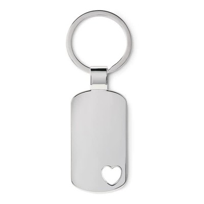 Porte-clés avec détail de cœur couleur  argenté mat