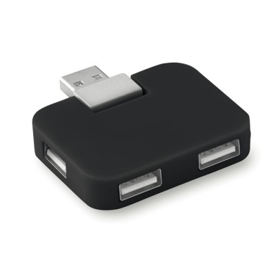 Hub personnalisé USB de 4 ports couleur  noir