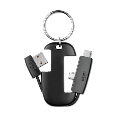 Porte-clés avec double connexion micro usb / type C couleur  noir