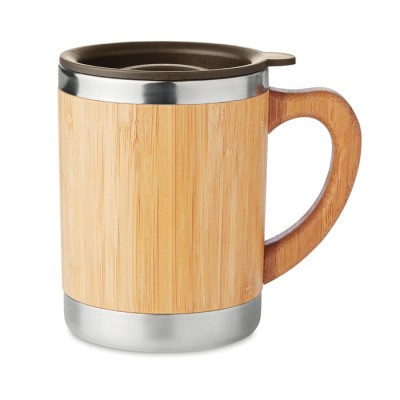 Mug isotherme publicitaire en bambou 300 ml couleur bois