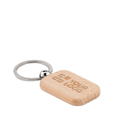 Porte-clés personnalisé rectangulaire en bois couleur bois