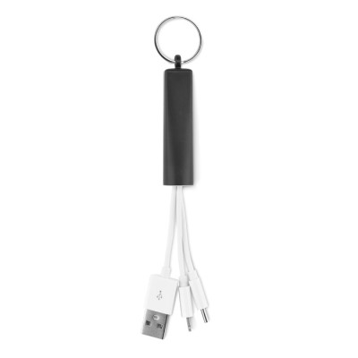Porte-clés lumineux avec câbles de charge couleur noir