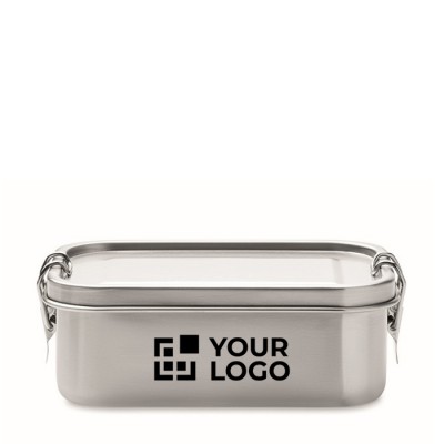 Lunch box publicitaire avec un style rétro couleur argenté mat