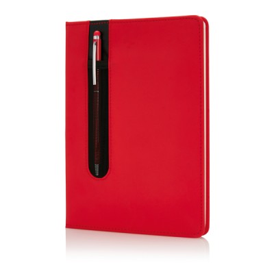 Carnet et stylo avec pointeur tactile couleur rouge