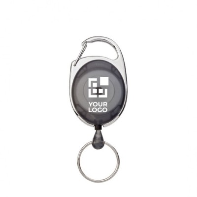 Porte-clés mousqueton avec clip extensible couleur noir avec zone d'impression