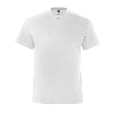 T-shirt promotionnel basique col V couleur gris clair chiné