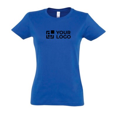 T-shirt femme personnalisé pour entreprise couleur bleu ultramarine