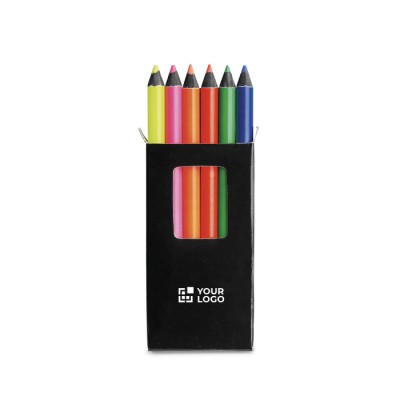 Boîte de 6 crayons de couleurs avec logo