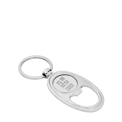 Porte-clés décapsuleur avec une goutte de résine couleur argenté