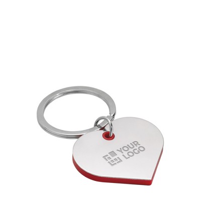 Porte-clé en métal en forme de cœur couleur rouge