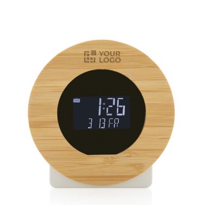 Horloge de bureau ronde en bambou