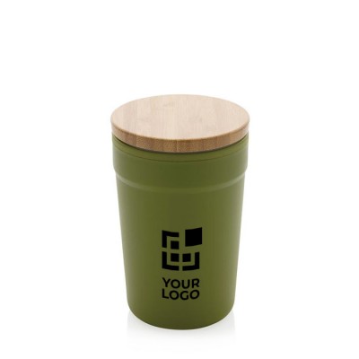 Mug promotionnel avec couvercle en bambou