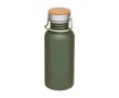 Gourde en acier inoxydable simple paroi avec bouchon en bambou 550 ml couleur vert foncé