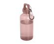 Bouteille en plastique recyclé transparent avec mousqueton 400ml couleur rose clair 