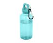 Bouteille en plastique recyclé transparent avec mousqueton 400ml couleur turquoise