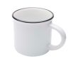 Tasse en céramique vintage avec bord noir 240 ml couleur blanc