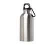 Gourde en acier inoxydable recyclé avec mousqueton 400ml couleur argenté