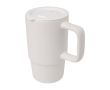 Tasse en céramique avec couvercle en plastique et grande anse 450 ml couleur blanc