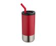 Gobelet isotherme avec paille en acier et embout en silicone 480 ml couleur rouge