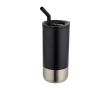 Gobelet isotherme avec paille en acier et embout en silicone 480 ml couleur noir