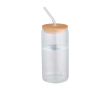 Gobelet en verre borosilicate 500 ml, couvercle en bambou et paille couleur transparent