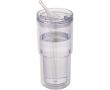 Gobelet double paroi 480 ml avec couvercle rotatif et paille couleur transparent