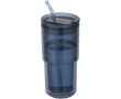 Gobelet double paroi 480 ml avec couvercle rotatif et paille couleur bleu marine